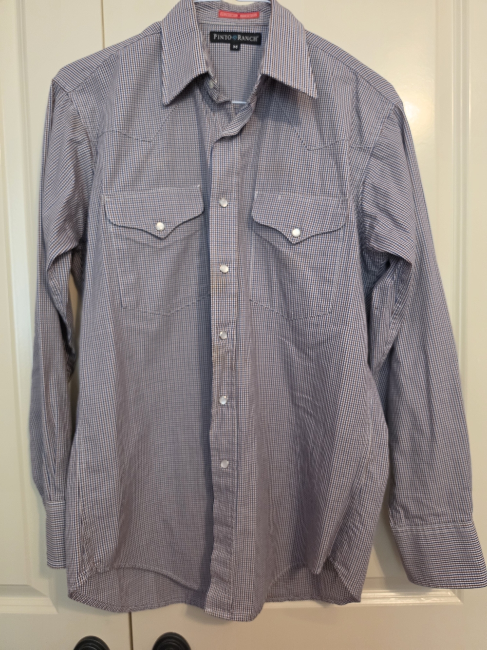 Pinto Ranch Men's Blue Check Long-Sleeve Western Shirt